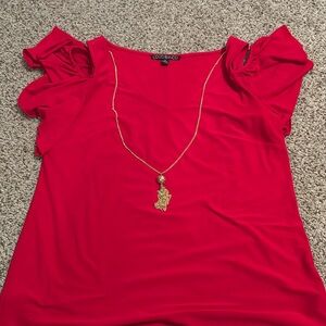 RED COLD SHOULDER TOP